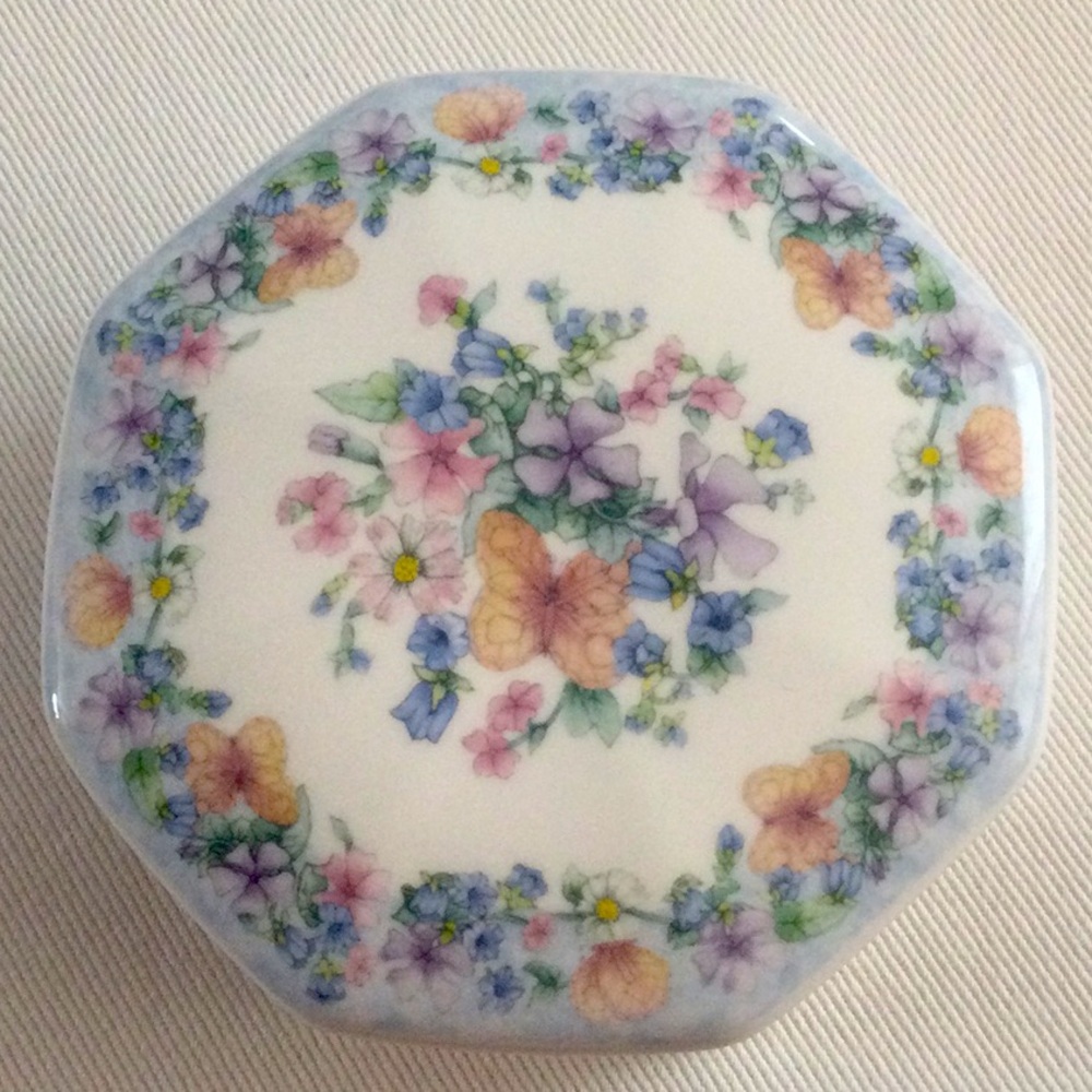 Wedgwood Angela Floral and Butterfly Octagonal Trinket Box